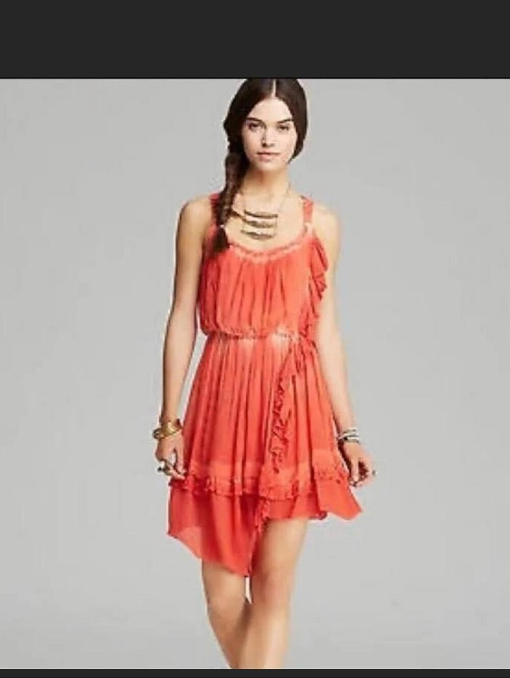 Nwt Free People Creamsicle odyssey Aphrodite Pimento Orange Goddess Dress S